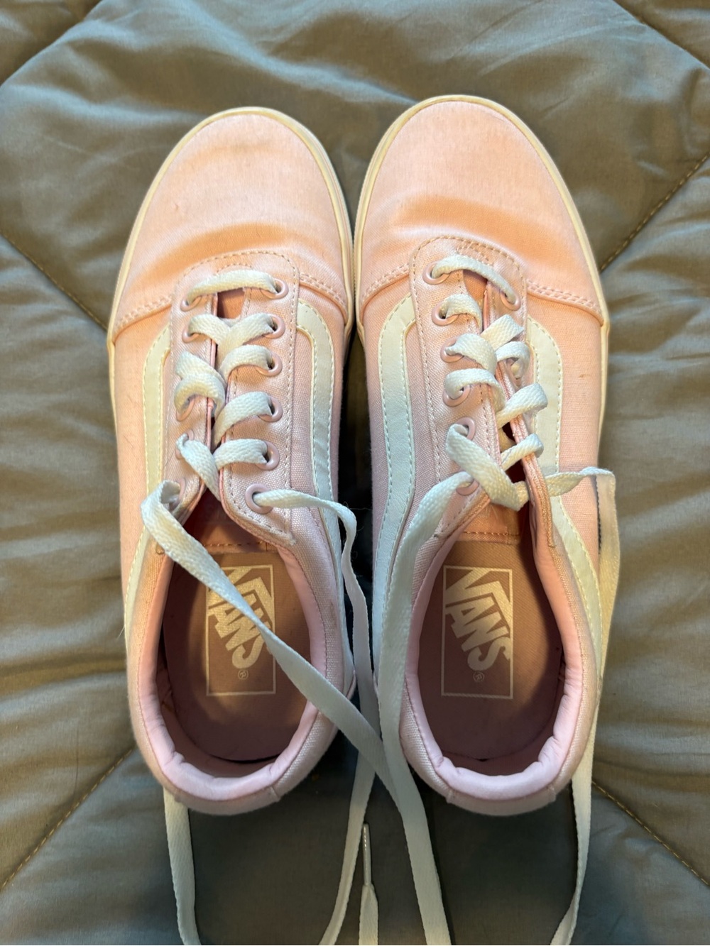Vans Light Pink Low-Top Canvas Sneakers with White Stripe